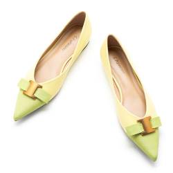 C.Paravano Frauen Flache Schuhe | Spitze Fliege Elegantes Ballettschuhe | Schuhe Damen | Spitze Flache Schuhe (39,Gelb) von C.Paravano