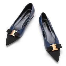 C.Paravano Frauen Flache Schuhe | Spitze Fliege Elegantes Ballettschuhe | Schuhe Damen | Spitze Flache Schuhe (41,Marineblau) von C.Paravano