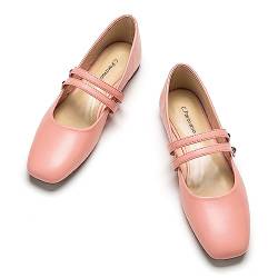 C.Paravano Mary Jane Schuhe Damen | Quadratische Zehe Mary Jane Flachs(38,Rosa) von C.Paravano