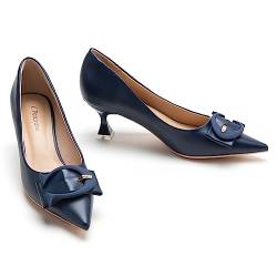 C.Paravano Pumps Damen | Kitten Heel Pumps | Pumps Spitz | Schuhe Pumps | Geschlossene Zehe Pumps | Pumps Leder(Navy,37) von C.Paravano