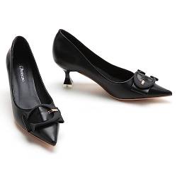 C.Paravano Pumps Damen | Kitten Heel Pumps | Pumps Spitz | Schuhe Pumps | Geschlossene Zehe Pumps | Pumps Leder(Schwarz,39) von C.Paravano