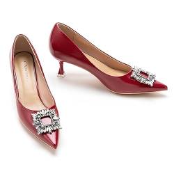 C.Paravano Pumps Damen | Spitze Schuhe mit quadratischer Schnalle (38,Rot) von C.Paravano