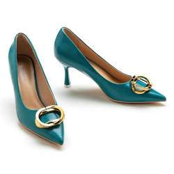 C.Paravano Pumps Damen | Stiletto Heel Pumps | Pumps Spitz | Schuhe Pumps | Leder Pumps | Geschlossene Zehe Pumps(Blau,40) von C.Paravano