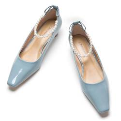 C.Paravano Schuhe Damen | Niedrige Absatzschuhe Für Damen | Blockabsatzschuhe Für Frauen | Azurblau Niedriger Absatz Schuhe(37,Azurblau) von C.Paravano