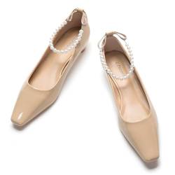 C.Paravano Schuhe Damen | Niedrige Absatzschuhe Für Damen | Blockabsatzschuhe Für Frauen | Beige Niedriger Absatz Schuhe(39,Beige) von C.Paravano