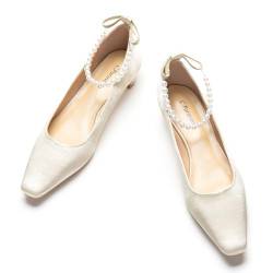 C.Paravano Schuhe Damen | Niedrige Absatzschuhe Für Damen | Blockabsatzschuhe Für Frauen | Elfenbein Niedriger Absatz Schuhe(40,Elfenbein) von C.Paravano