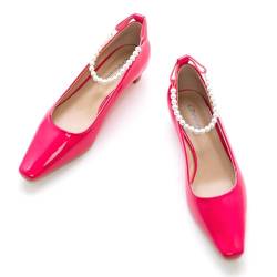 C.Paravano Schuhe Damen | Niedrige Absatzschuhe Für Damen | Blockabsatzschuhe Für Frauen | Heißrosa Niedriger Absatz Schuhe(38,Heißrosa) von C.Paravano