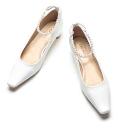C.Paravano Schuhe Damen | Niedrige Absatzschuhe Für Damen | Blockabsatzschuhe Für Frauen | Weiß Niedriger Absatz Schuhe(37,Weiß) von C.Paravano