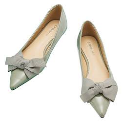 C.Paravano Spitze Flache Schuhe für Damen | Frauen Flache Schuhe | Bandschleife Ballettschuhe (37,Hellgrün) von C.Paravano