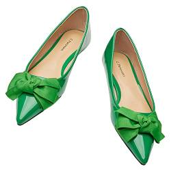C.Paravano Spitze Flache Schuhe für Damen | Frauen Flache Schuhe | Bandschleife Ballettschuhe (39,Grün) von C.Paravano