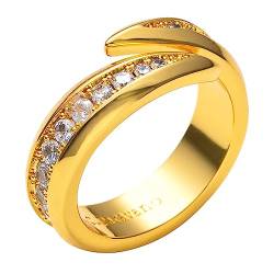 C.Paravano Verlobungsring Damen Gold mit Zirkonia Kristall | Ringe Schmuck Damen | Eternity Promise Ring Frauen 1.6cm von C.Paravano