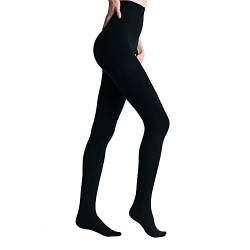 C4N Strumpfhose Damen Schwarz 130Denier Leichtgewicht Blickdicht Fleece Tights Verstärkte Hochwaist Feinstrumpfhose für Frauen in Allen Jahreszeiten von C4N