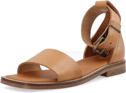 CA'SHOTT A/S Damen CASMARY Wide Strap Vegetable Tanned Leather Flat Sandal, Cognac, 39 EU von CA'SHOTT A/S