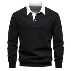 CABULE Herbst-Langarm-Sweatshirt mit Polo-Kragen, trendiges Herren-Sweatshirt in europäischer Größe, hochwertig, lässig und vielseitig, Schwarz, M von CABULE