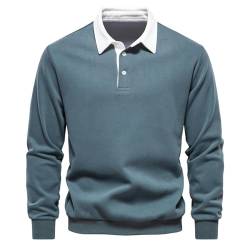 CABULE Herbstliches Langarm-Sweatshirt mit Polo-Kragen, trendiges Herren-Sweatshirt in europäischer Größe, hochwertig, lässig und vielseitig – Grasgrün – S von CABULE