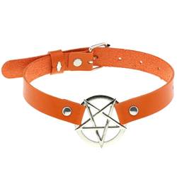 Halskette mit Pentagramm-Halsband, handgefertigt, für Damen und Mädchen, Gothic-Accessoires, Orange von CABULE