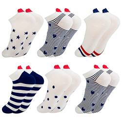 Socken Damen 35-38: 6 Paare Sneaker Socken Damen Herzsocken Funny Socks Süße Weiße Socken mit Herz Sommer Dünne Casual Quarter Socken von CACAZI