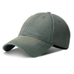 CACUSS Baumwolle Baseballkappe Herren Baseball Cap Unisex Mütze Verstellbar für Draussen Sport (82_Oliv) von CACUSS