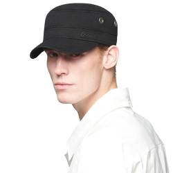 CACUSS Herren Baseballmütze Erwachsenen Mütze Baumwolle Army Kappe Cadet Hat Military Flat Top Verstellbare Baseballkappe für Draussen, Sport und Reisen von CACUSS