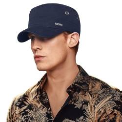 CACUSS Herren Baumwolle Vintage Army Kappe Cadet Hat Military Flat Top Verstellbare Baseballmütze Sommer Trucker Hut von CACUSS