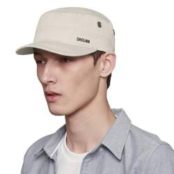 CACUSS Herren Baumwolle Vintage Army Kappe Cadet Hat Military Flat Top Verstellbare Baseballmütze Sommer Trucker Hut von CACUSS