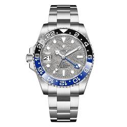 CADISEN Automatik Uhr Herren Mit Gangreserve GMT Edelstahl Saphirglas Wasserdicht Armbanduhr Uhren Männer (8217 Asche) von CADISEN