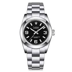 CADISEN Herren automatische Automatikuhr 36MM Elegante mechanische Uhr mit Saphirglas Edelstahl Armband (Schwarz) von CADISEN