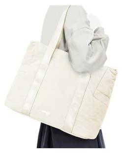 CADOLIM Tragetasche Für Frauen Männer Sporttasche Duffle Bag Weekender Taschen Für Frauen Mit Reise Kulturbeutel Make-up Tasche Leinwand Tote Tasche, Beige von CADOLIM