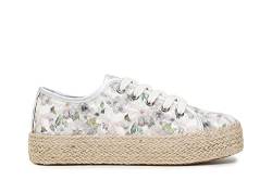 Cafè Noir C1DG9040L009370 Rope Band Sneaker IN Glitter Blumen Multi Grigio 37 von CAFèNOIR