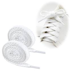 Weiß Flach Sneaker Schnürsenkel aus 100% Baumwolle,15mm Breite Flat Sneaker Shoelace,Sneaker Schnuersenkel,Ersatz Schnürsenkel für Turnschuhe, Laufschuhe, Sportschuhe,Stabil/Waschbar/Reißfest(120 cm） von CAIHINIER