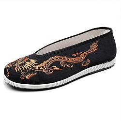 Chinesische Kung Fu Tai Chi Schuhe für Männer Frauen Drache bestickte Stoffschuhe Slip On Martial Arts Schuhe Schwarz von CAIJ