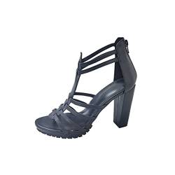 Gladiator Chunky Block Heels Plattform Riemchen High Heel Sandalen für Frauen Pointed Open Toe Heels Schwarz von CAIJ