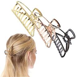 CAILI Klaue Clips,3 STÜCKE Haarspangen,Retro Minimalistische Sichelförmige Haarspangen,Rutschfeste Haarnadel Haar Zubehör Für Frauen（Gold + Schwarz + Rotgold） von CAILI