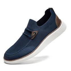 CAIQDM Bequeme nackte Slip-On-Loafer für Herren hautfreundliche rutschfeste Innensohlen Walking-Freizeitschuhe Retro-Mode leichte und atmungsaktive Outdoor-Fitness-Joggingschuhe Dunkelblau EU 39 von CAIQDM