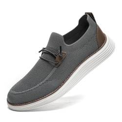 CAIQDM Bequeme nackte Slip-On-Loafer für Herren hautfreundliche rutschfeste Innensohlen Walking-Freizeitschuhe Retro-Mode leichte und atmungsaktive Outdoor-Fitness-Joggingschuhe Hellgrau EU 41 von CAIQDM