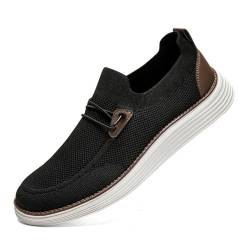 CAIQDM Bequeme nackte Slip-On-Loafer für Herren hautfreundliche rutschfeste Innensohlen Walking-Freizeitschuhe Retro-Mode leichte und atmungsaktive Outdoor-Fitness-Joggingschuhe Schwarz EU 43 von CAIQDM