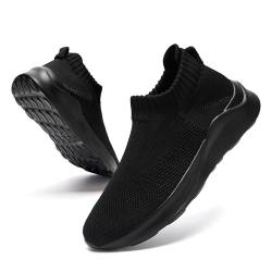 CAIQDM Damen Schuhe Slip On Sneakers Turnschuhe Laufschuhe Walkingschuhe Mesh Leichtgewichts Atmungsaktiv Schwarz 36 EU von CAIQDM
