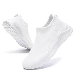 CAIQDM Damen Schuhe Slip On Sneakers Turnschuhe Laufschuhe Walkingschuhe Mesh Leichtgewichts Atmungsaktiv Weiß 36 EU von CAIQDM