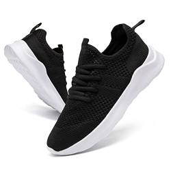 CAIQDM Damen Turnschuhe Sneaker Schuhe Damen Sportschuhe Laufschuhe Tennisschuhe Outdoor Running Damen Walkingschuhe Straßenlaufschuhe rutschfest Atmungsaktiv Leichtgewichts Schwarz Weiß 40 von CAIQDM