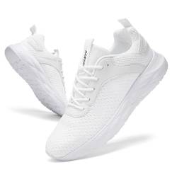 CAIQDM Herren-Turnschuhe, Laufschuhe, Freizeit-Sneaker, Netzstoff, Walking, Fitnessstudio, Tennisschuhe, leicht, atmungsaktiv, Sport, Outdoor, Fitness, Joggen, C Weiß, 42 2/3 EU von CAIQDM