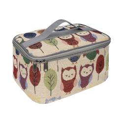 CAIRIAC Make-up-Koffer, Eule, Make-up-Tasche, tragbare Reise-Kosmetiktasche für Geschenk, Damen, wasserdicht, große Tasche mit Griff, gelb von CAIRIAC