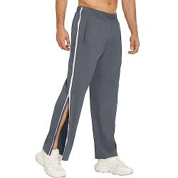 Hose Herren Trend Seitlich Zu Öffnen Sporthose Stretch Einfarbig Trainingshose Mit Durchgehendem Reissverschluss Jogginghose Regular Fit Atmungsaktiv Casual Hose Herren C-Dark Grey 3XL von CAKERS