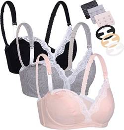 CAKYE Damen Still-BH mit Bügel, 3er-Pack, Schwarz/Grau/Hautfarben, 3 Stück pro Packung, 75C von CAKYE