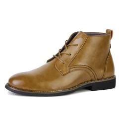 CALEBGAR Stiefel Herren Stiefeletten Leder Boots Schnürstiefeletten Klassische Ungefüttert Männer Chukka Boot Rutschfeste(Braun,41) von CALEBGAR