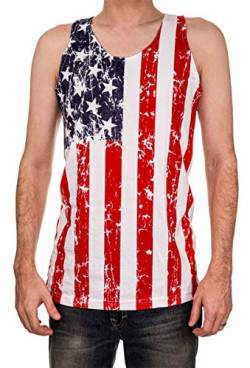 Calhoun USA Patriotische Amerikanische Flagge Herren Stars and Stripes Tank Top Shirt - Weiß - XX-Large von CALHOUN