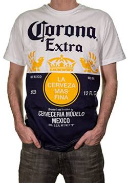 Offizielles Corona Extra Bottle Label Print Herren T-Shirt, Mehrfarbig/Meereswellen (Ocean Tides), XL von CALHOUN