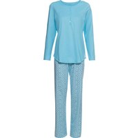 CALIDA Cotton Special Pyjama, Henley-Ausschnitt, für Damen, blau, L von CALIDA