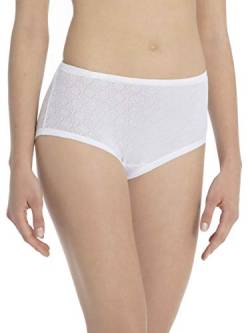 CALIDA Damen Slip Ajour, weiß, Unterhose Taillenslip aus 100% Baumwolle, mit weichen Beinausschnitten und Gummibund mit auswechselbarem Band, Größe: 40/42 von CALIDA