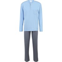 CALIDA Schlafanzug "Relax Choice", lang, Henley-Ausschnitt, Minimalprint, für Herren, blau, S von CALIDA