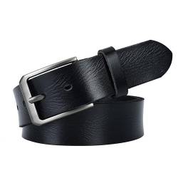 CALIYO Ledergürtel Herren aus Rindsleder,Echtes Leder Gürtel Herren,115-125cm Belt Men Metall Retro Jeansgürtel,Länge kürzbar,3.8cm Breit,Schwarz/Dunkelbraun/Braun von CALIYO